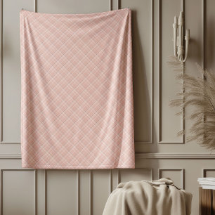 Elegante Rose Gold Checkered Throw Blanket Fleecedecke