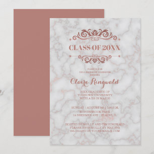 Elegante Rose Gold Class of Graduation Party Einladung
