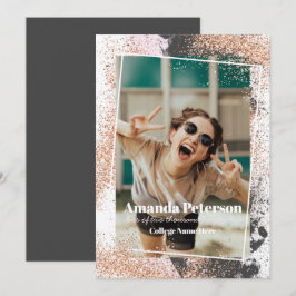 Elegante Rose Gold Confetti Abschluss Ankündigung