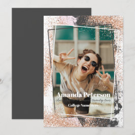 Elegante Rose Gold Confetti Abschluss Ankündigung