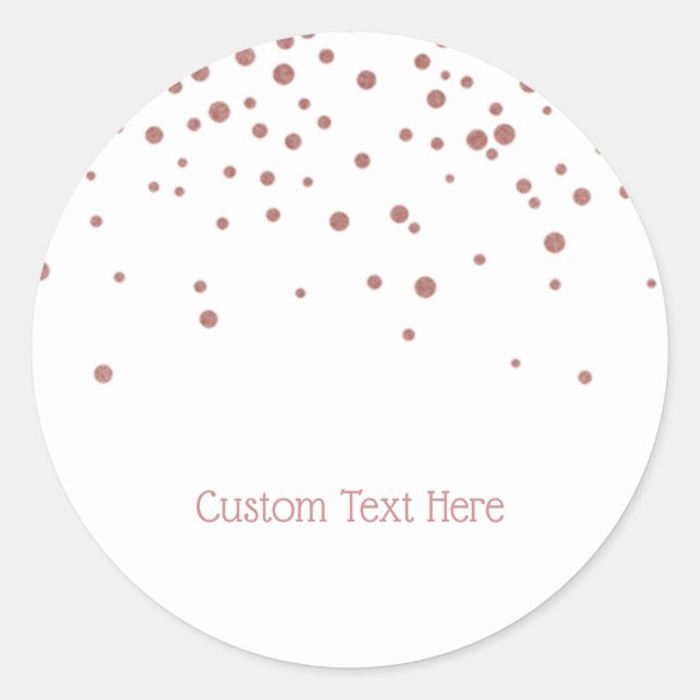 Elegante Rose Gold Confetti Dots Benutzerdefiniert Runder Aufkleber (Vorderseite)