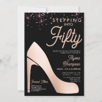 Elegante Rose Gold Confetti High Heel 50. Geburtst