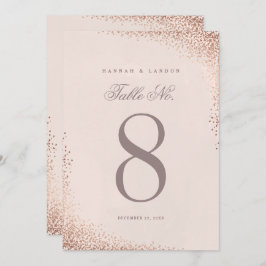 Elegante Rose Gold Confetti Hochzeiten Tischnummer