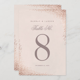 Elegante Rose Gold Confetti Hochzeiten Tischnummer
