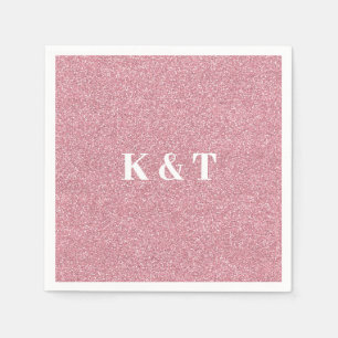 Elegante Rose Gold Couple Initials Wedding Serviette