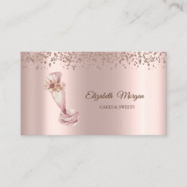 Elegante Rose Gold Cupcake, Süßigkeiten, Bäckereiw Visitenkarte