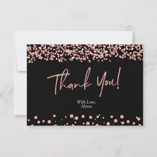 Elegante Rose Gold Danke Karte (Vorderseite)