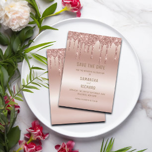 Elegante Rose Gold Diamant Glitzer Save The Date