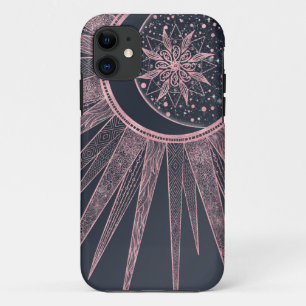 Elegante Rose Gold Doodles Moon Mandala Design Case-Mate iPhone Hülle
