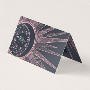 Elegante Rose Gold Doodles Moon Mandala Design Visitenkarten