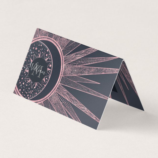 Elegante Rose Gold Doodles Sun Moon Mandala Design Visitenkarten (Vorderseite)