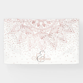 Elegante Rose Gold Dots Mandala Banner