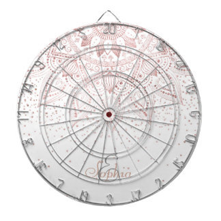 Elegante Rose Gold Dots Mandala Dartscheibe
