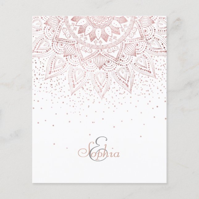 Elegante Rose Gold Dots Mandala Flyer (Vorne)
