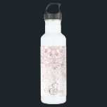 Elegante Rose Gold Dots Mandala Trinkflasche<br><div class="desc">Dieser bezaubernde Mandalabilddruck verbindet geometrische Elemente in Rose Gold mit einem Konfetti-Fleckenmuster, was zu einem eleganten und femininen Design führt. Die Mandala-Blume und die rot-rosa Farbtöne mildern das Gesamtbild, während geometrische Formen harmonisch in einem Kreis von Blume verschmelzen. Die Imitate Rose goldene metallische Textur fügt Schimmer hinzu, und der weiße...</div>