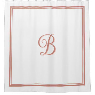 Elegante Rose Gold Double Border Script Monogram Duschvorhang