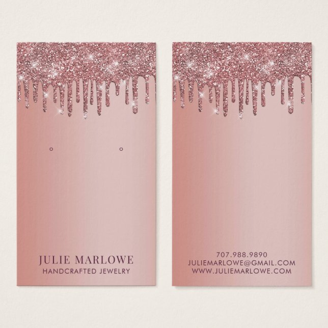 Elegante Rose Gold Dripping Glitzer Earring Displa (Vorne & Hinten)