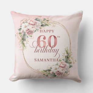 Elegante Rose Gold Dusty Pink Florale zum 60. Gebu Kissen