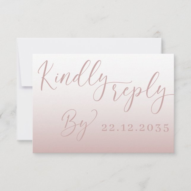 Elegante Rose Gold Einfache UAWG Wedding RSVP Karte (Vorderseite)