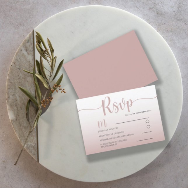 Elegante Rose Gold Einfache UAWG Wedding RSVP Karte (Von Creator hochgeladen)