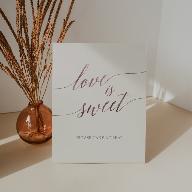 Elegante Rose Gold | Elfenbeinkühe Liebe ist süß Sockelschild (Von Creator hochgeladen)