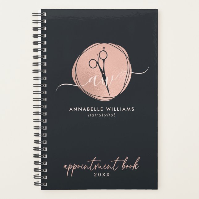 Elegante Rose Gold Fairstylist Terminkalender Planer (Vorderseite)