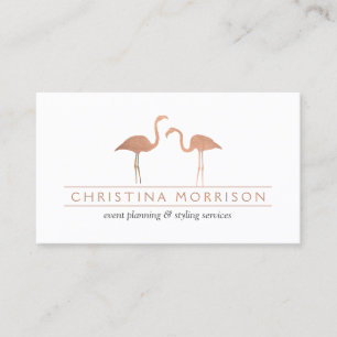 Elegante Rose Gold Flamingos Event Planner Weiß Visitenkarte