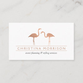Elegante Rose Gold Flamingos Event Planner Weiß Visitenkarte