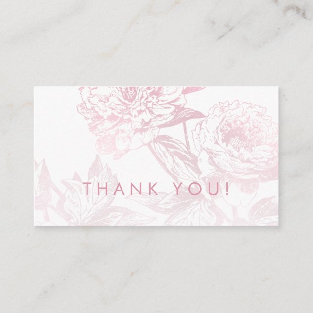 Elegante Rose Gold Floral Vielen Dank Beilage Begleitkarte (Vorderseite)