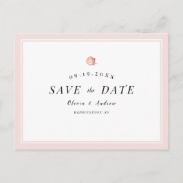 Elegante Rose Gold florale minimalistisch Save the Ankündigungspostkarte