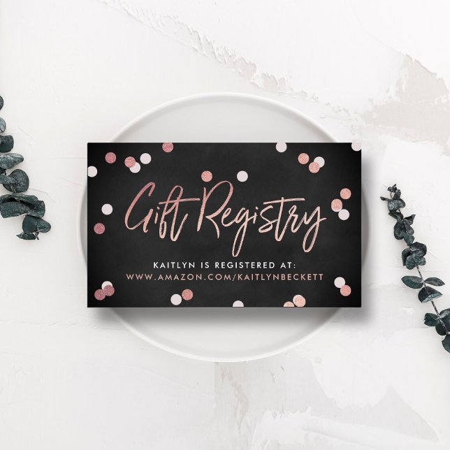 Elegante Rose Gold Foil Geschenk-Registrierung Hoc Begleitkarte (Von Creator hochgeladen)