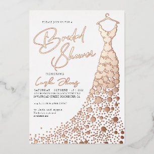 Elegante Rose Gold Foil Kleid Modernes Brautparty Folieneinladung