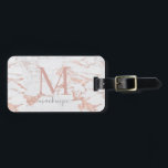 Elegante Rose Gold Foil Marmor Monogramm Gepäckanhänger<br><div class="desc">Elegante Rose | Marmorweiß | Monogramm Gepäckanhänger mit schicken Marmor in Kupfer Rose goldfarben von pink. Einfach mit Ihrem Namen,  Monogramm und Details anpassen. Bitte kontaktieren Sie uns unter cedarandstring@gmail.com ,  wenn Sie Hilfe beim Design oder den passenden Produkten benötigen.</div>
