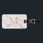 Elegante Rose Gold Foil Marmor Monogramm Gepäckanhänger<br><div class="desc">Elegante Rose | Marmorweiß | Monogramm Gepäckanhänger mit schicken Marmor in Kupfer Rose goldfarben von pink. Einfach mit Ihrem Namen,  Monogramm und Details anpassen. Bitte kontaktieren Sie uns unter cedarandstring@gmail.com ,  wenn Sie Hilfe beim Design oder den passenden Produkten benötigen.</div>