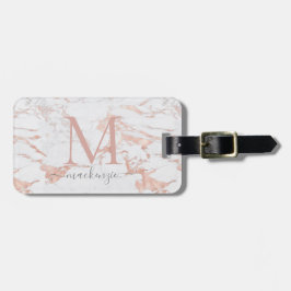 Elegante Rose Gold Foil Marmor Monogramm Gepäckanhänger