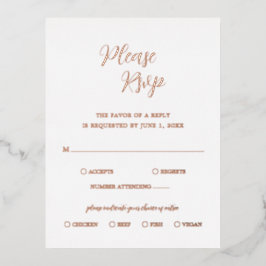 Elegante Rose Gold Foil Modern Wedding RSVP Card Folie Einladungspostkarte