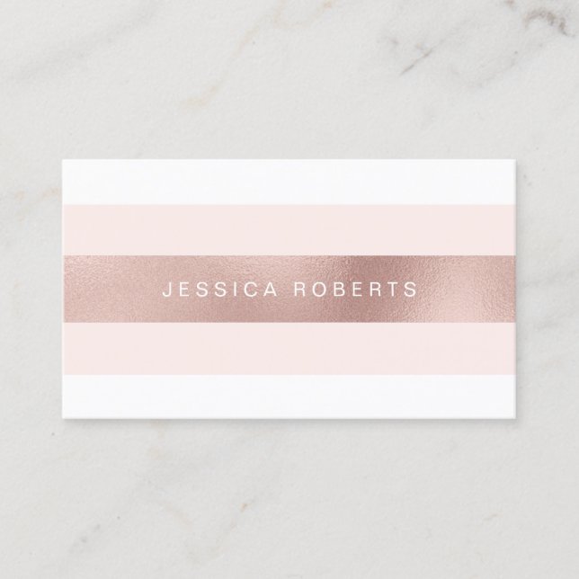 Elegante Rose Gold Foil Rosa Streifen Muster Visitenkarte (Vorderseite)