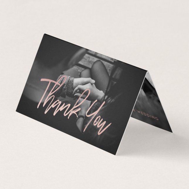 Elegante Rose Gold Foil Script Foto Danke Karte (Vorderseite)