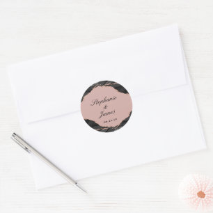 Elegante Rose-Gold-Folie-Achat-Hochzeit Runder Aufkleber