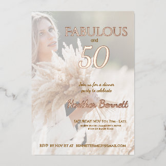 Elegante Rose Gold Folie Fabulous und 50. Geburtst Folieneinladung