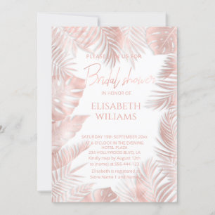 Elegante Rose Gold-Folie tropische Blätter romanti Einladung