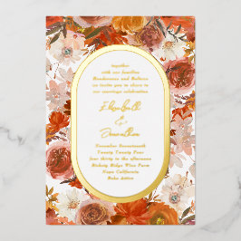 Elegante Rose Gold Frame Floral Überfluss Hochzeit Folieneinladung