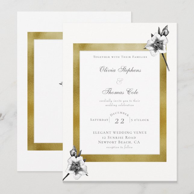 Elegante Rose Gold Frame Weihnachtszeit Einladung (Vorne/Hinten)