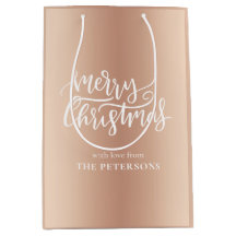 Elegante Rose Gold Frohe Weihnachtskalligraphie Na
