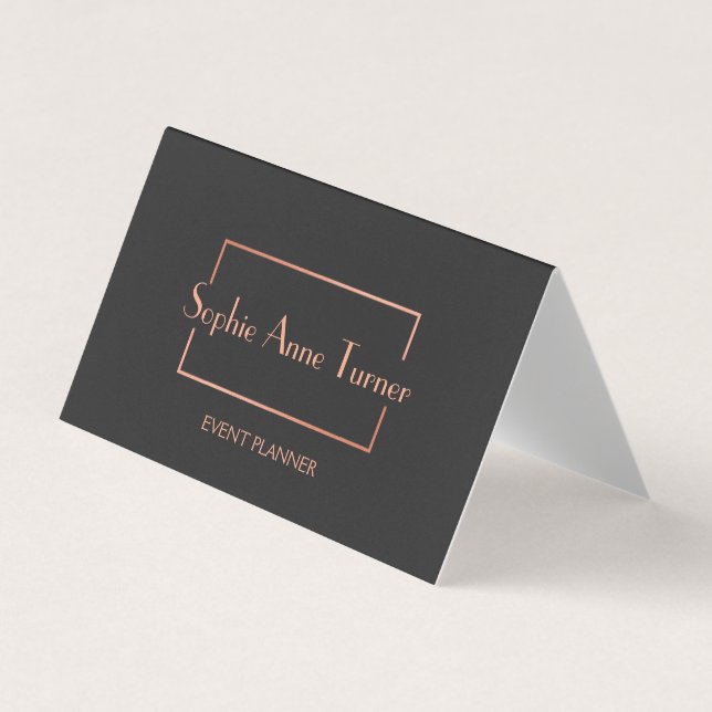 Elegante Rose Gold gebrochen Rahmen Dunkelgrau Visitenkarten (Vorderseite)