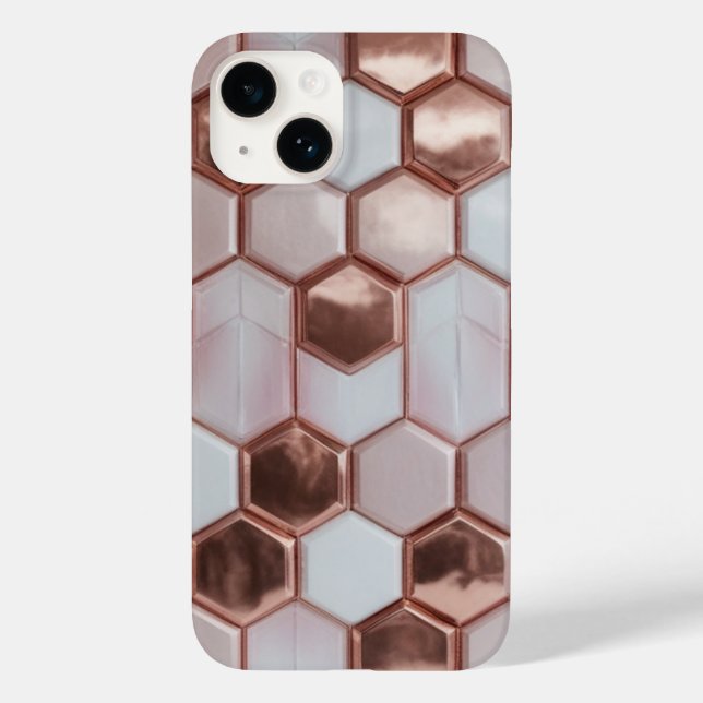 Elegante Rose Gold Geometric iPhone 16 Plus Fall Case-Mate iPhone 14 Hülle (Rückseite)
