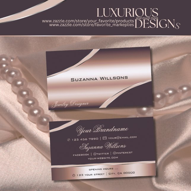 Elegante Rose Gold geschwungene Dekoration Lines G Visitenkarte (Von Creator hochgeladen)