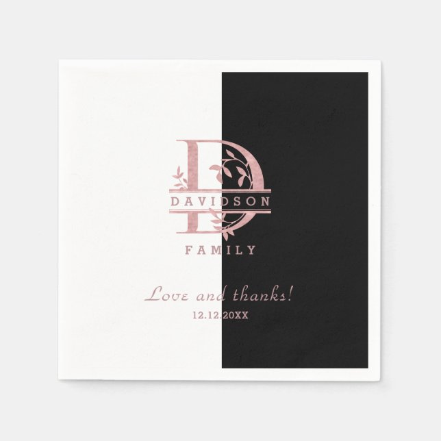 Elegante Rose Gold geteilte, benutzerdefinierte Mo Serviette (Vorderseite)