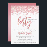 Elegante Rose Gold Glitzer 40 und herrlicher Gebur Einladung<br><div class="desc">Feminine Chic Elegant Rose Gold Sparkle Glitzer 40 und fabelhafte 40. Geburtstag Einladung 40. Geburtstag Einladungen vierzig und prächtige Frauen Geburtstag Einladung Frau Birthday Einladungen</div>
