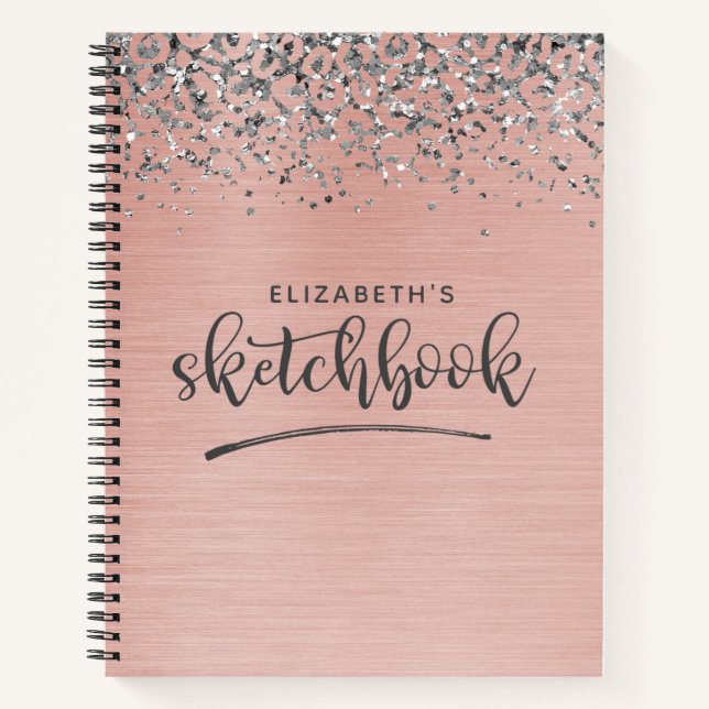 Elegante Rose Gold Glitzer Artist Sketchbook Notizbuch (Vorderseite)